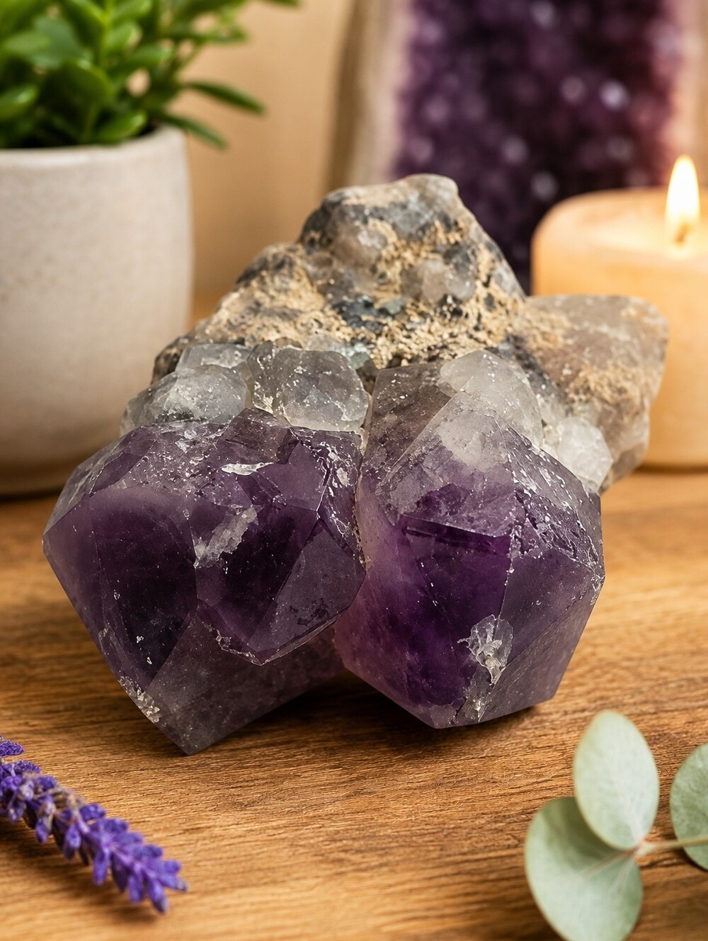 Amethyst Crystal Cluster – Natural Quartz Formation – Healing Decor Piece
